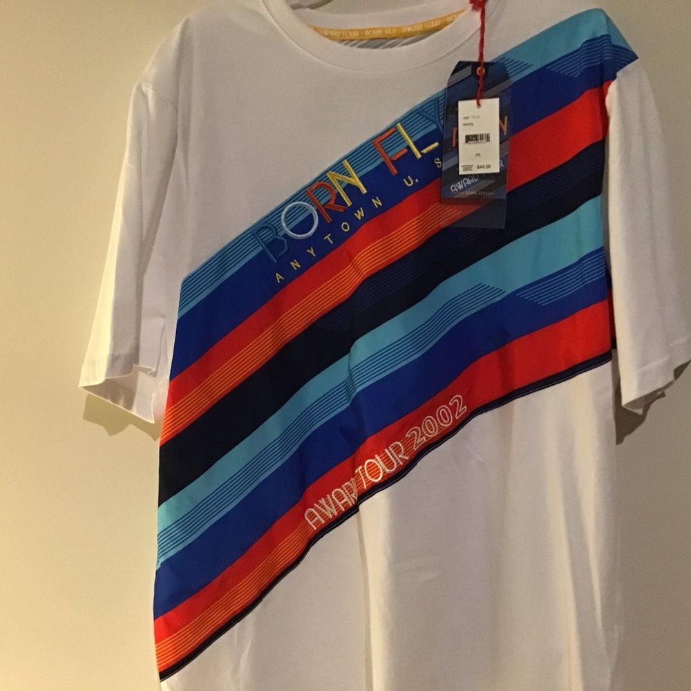 Born-Fly NWT $44 T- Shirt 2XL White Multi Color Born-Fly USA